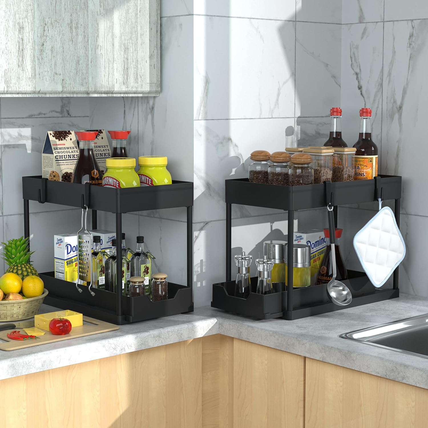 Countertop organization to keep things clean, accessible, and minimal
