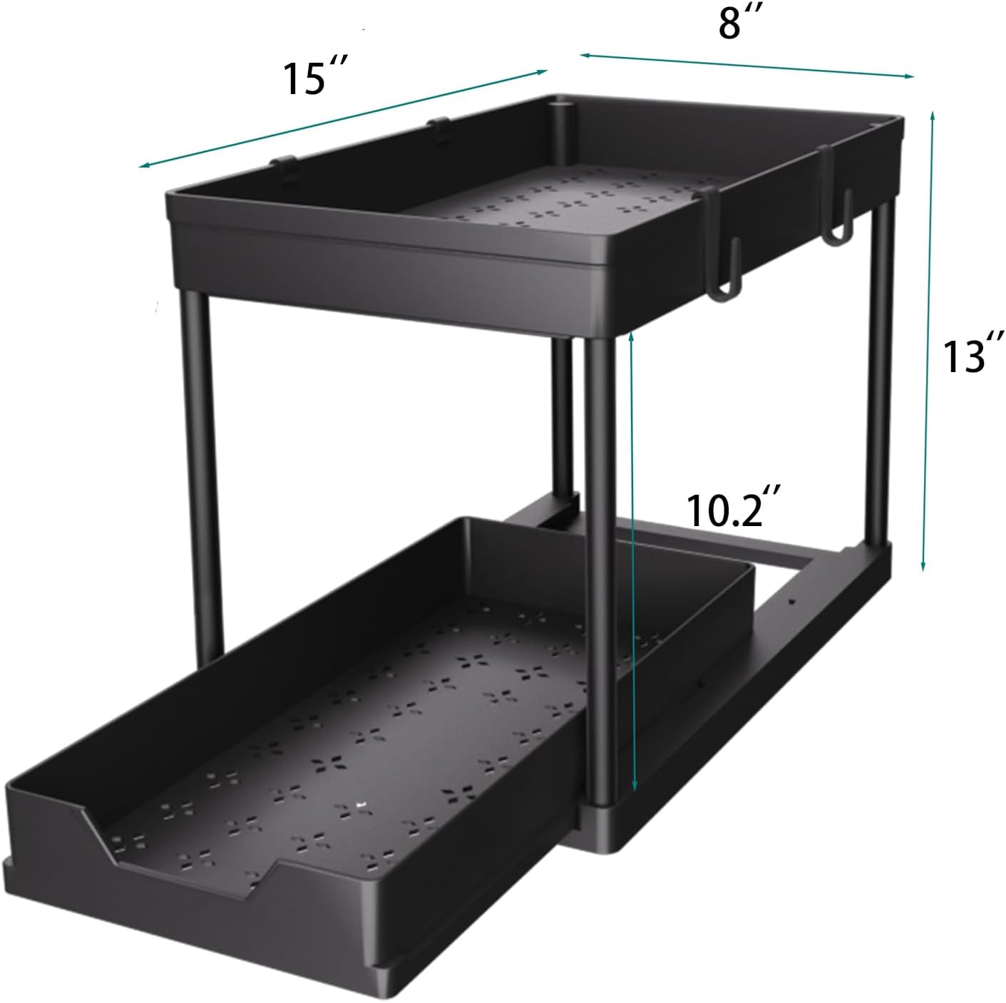 DEKAVA Under Sink Organizer Dimensions (Black) - 15 inch x 8 inch x 13 inch with 10.2 inch Clearance